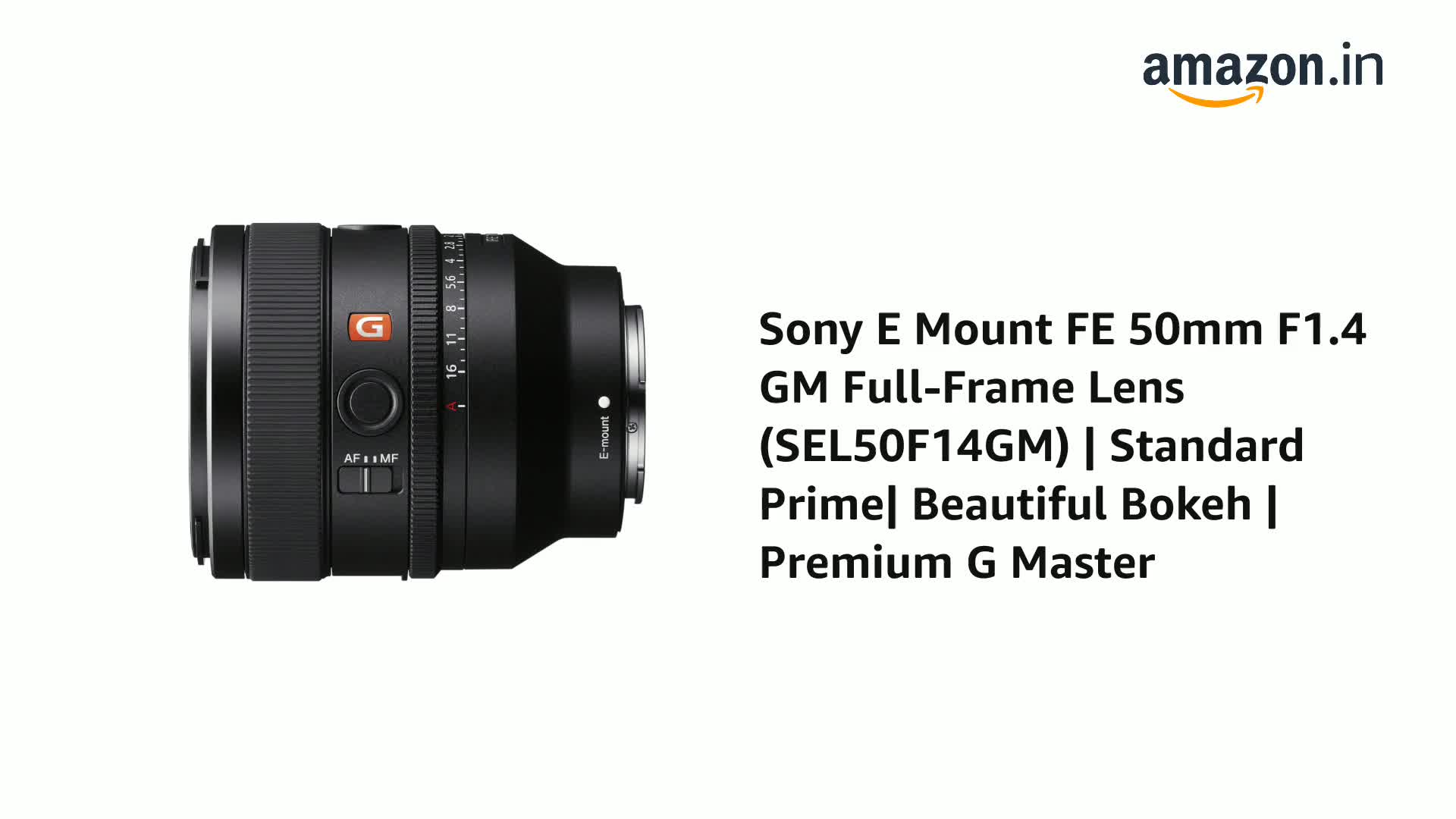 Sony E Mount FE 50mm F1.4 GM Full-Frame Lens (SEL50F14GM